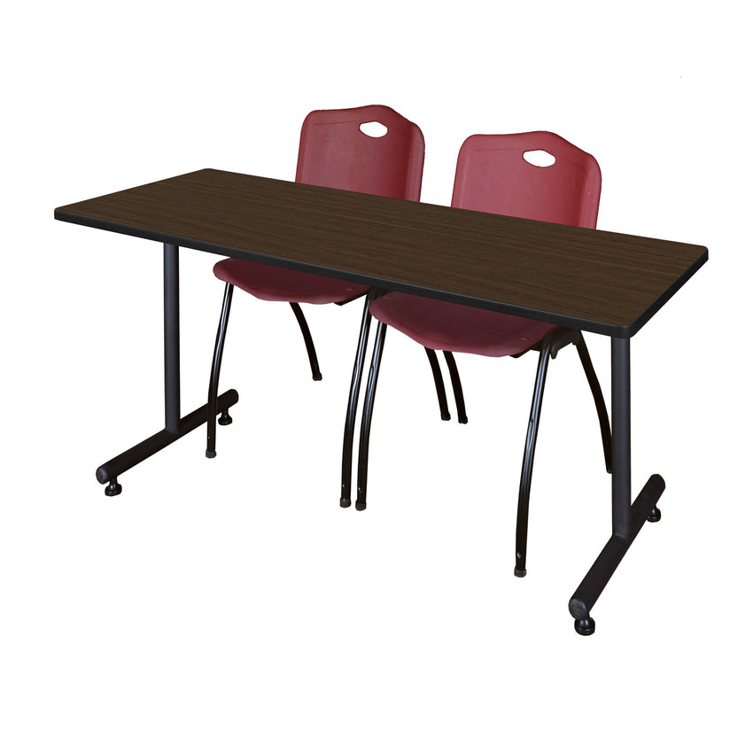Regency Kobe Professional T - Base Training Seminar Table & 2 M Stack Chairs 72"W x 24"D x 29"H (REG - MKTRCT7224 - 2M) - SchoolOutlet