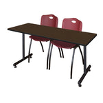 Regency Kobe Professional T - Base Training Seminar Table & 2 M Stack Chairs 72