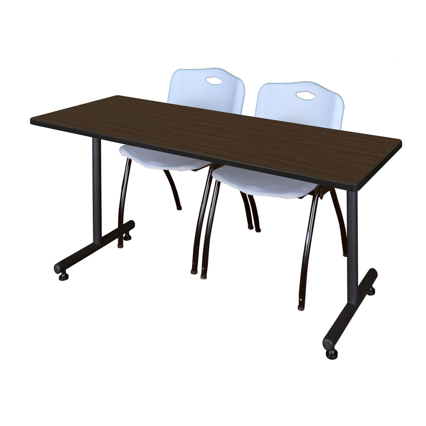 Regency Kobe Professional T - Base Training Seminar Table & 2 M Stack Chairs 72"W x 24"D x 29"H (REG - MKTRCT7224 - 2M) - SchoolOutlet