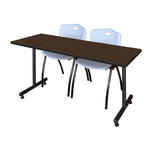 Regency Kobe Professional T - Base Training Seminar Table & 2 M Stack Chairs 72