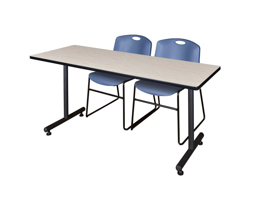 Regency Kobe Professional T - Base Training Table & 2 Zeng Stack Chairs 72"W x 24"D x 29"H (REG - MKTRCT7224 - ZNG) - SchoolOutlet