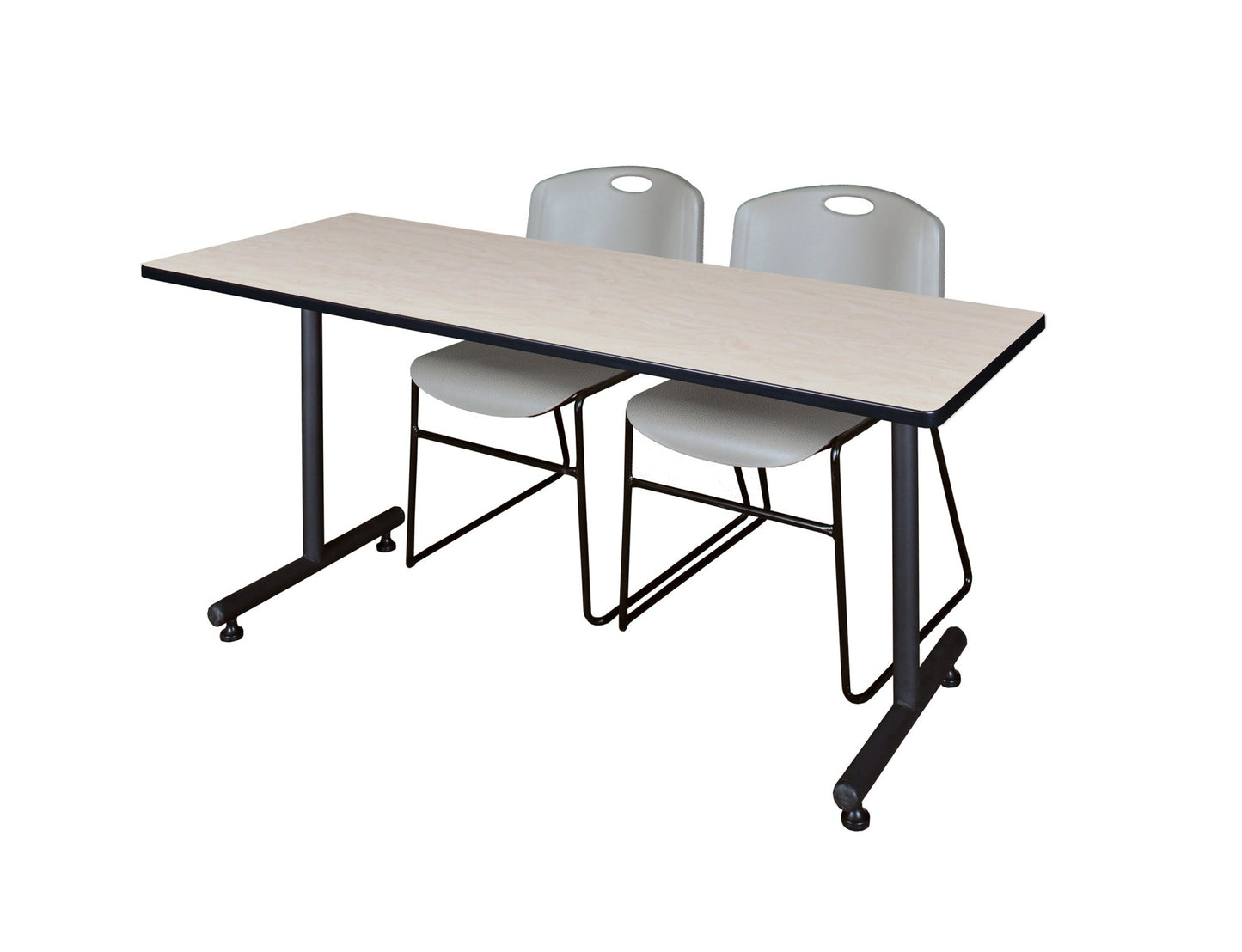 Regency Kobe Professional T - Base Training Table & 2 Zeng Stack Chairs 72"W x 24"D x 29"H (REG - MKTRCT7224 - ZNG) - SchoolOutlet