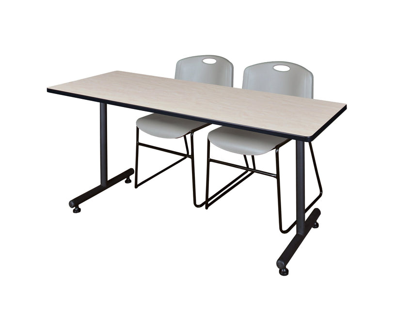 Regency Kobe Professional T - Base Training Table & 2 Zeng Stack Chairs 72"W x 24"D x 29"H (REG - MKTRCT7224 - ZNG) - SchoolOutlet