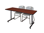 Regency Kobe Professional T - Base Training Table & 2 Zeng Stack Chairs 72