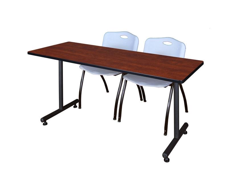 Regency Kobe Professional T - Base Training Seminar Table & 2 M Stack Chairs 72"W x 30"D x 29"H (REG - MKTRCT7230 - 2M) - SchoolOutlet
