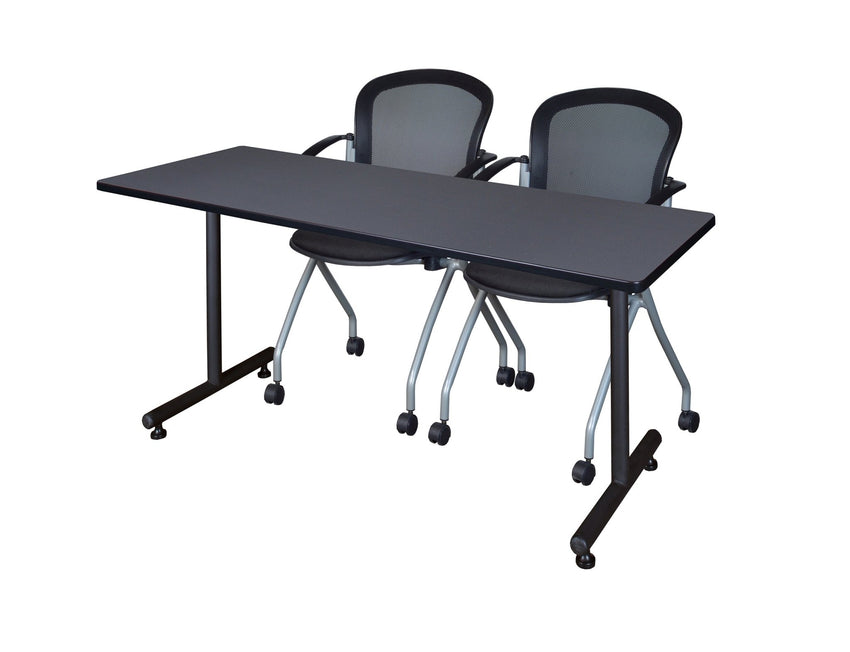 Regency Kobe Professional T - Base Training Seminar Table & 2 Cadence Nesting Chairs 72"W x 30"D x 29"H (REG - MKTRCT7230 - CAD) - SchoolOutlet