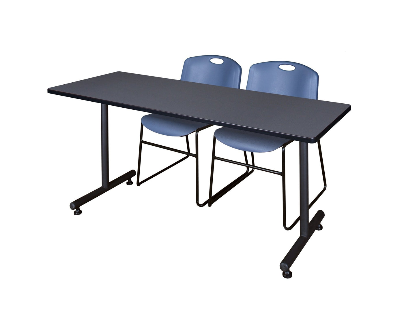 Regency Kobe Professional T - Base Training Table & 2 Zeng Stack Chairs 72"W x 30"D x 29"H (REG - MKTRCT7230 - ZNG) - SchoolOutlet
