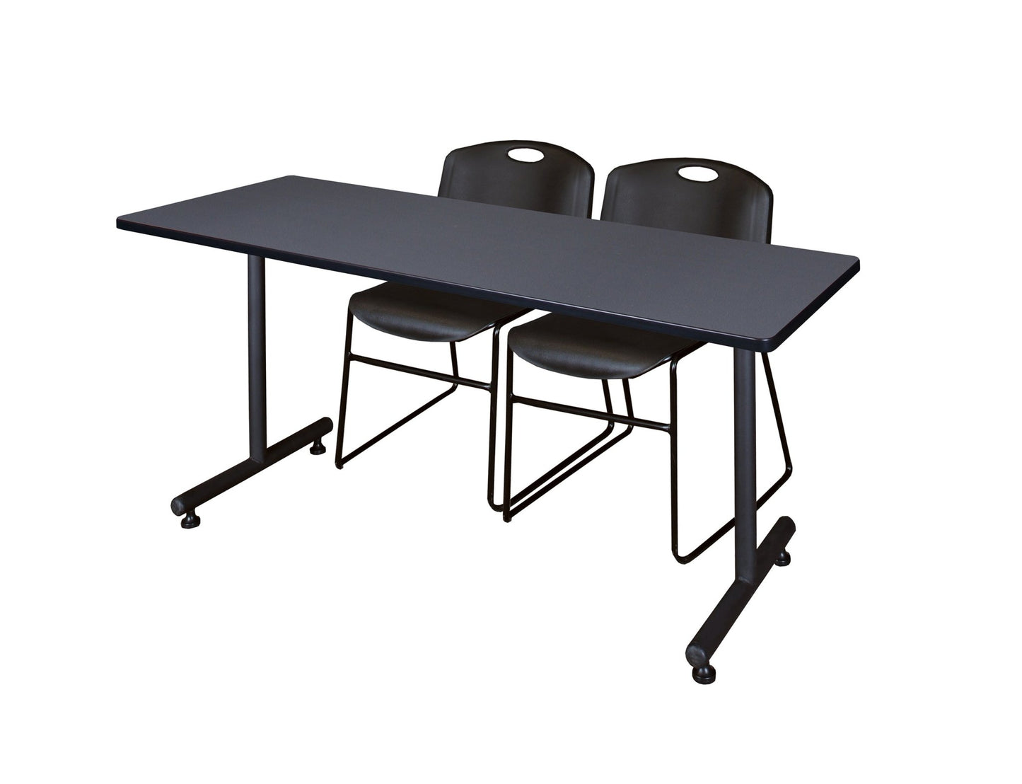 Regency Kobe Professional T - Base Training Table & 2 Zeng Stack Chairs 72"W x 30"D x 29"H (REG - MKTRCT7230 - ZNG) - SchoolOutlet