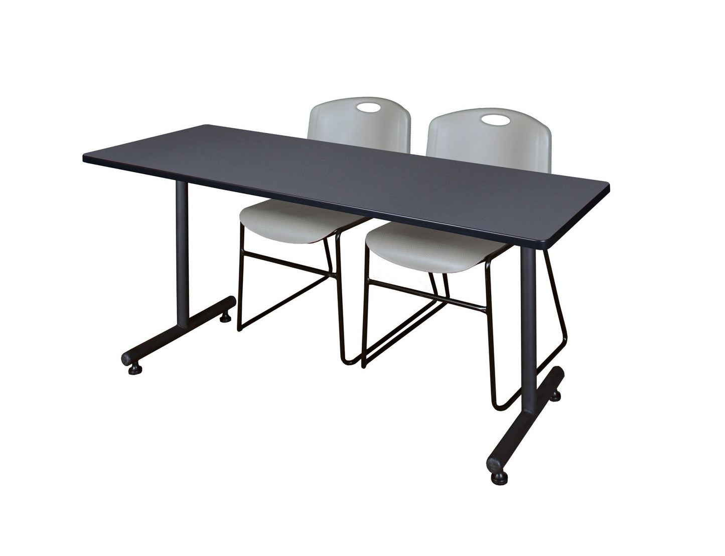 Regency Kobe Professional T - Base Training Table & 2 Zeng Stack Chairs 72"W x 30"D x 29"H (REG - MKTRCT7230 - ZNG) - SchoolOutlet
