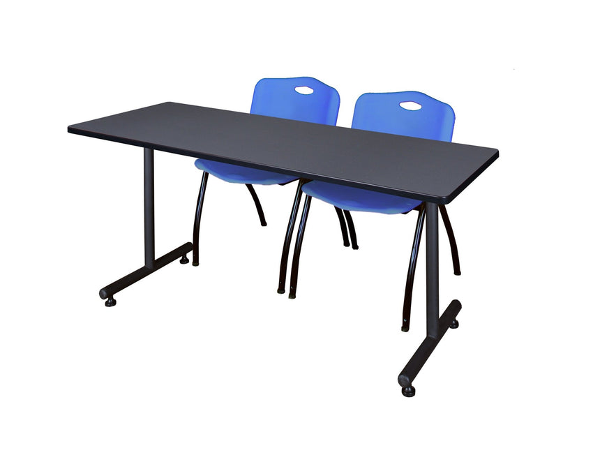 Regency Kobe Professional T - Base Training Seminar Table & 2 M Stack Chairs 72"W x 30"D x 29"H (REG - MKTRCT7230 - 2M) - SchoolOutlet