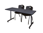 Regency Kobe Professional T - Base Training Seminar Table & 2 M Stack Chairs 72