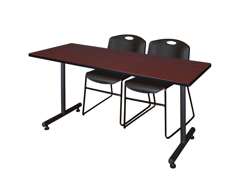 Regency Kobe Professional T - Base Training Table & 2 Zeng Stack Chairs 72"W x 30"D x 29"H (REG - MKTRCT7230 - ZNG) - SchoolOutlet