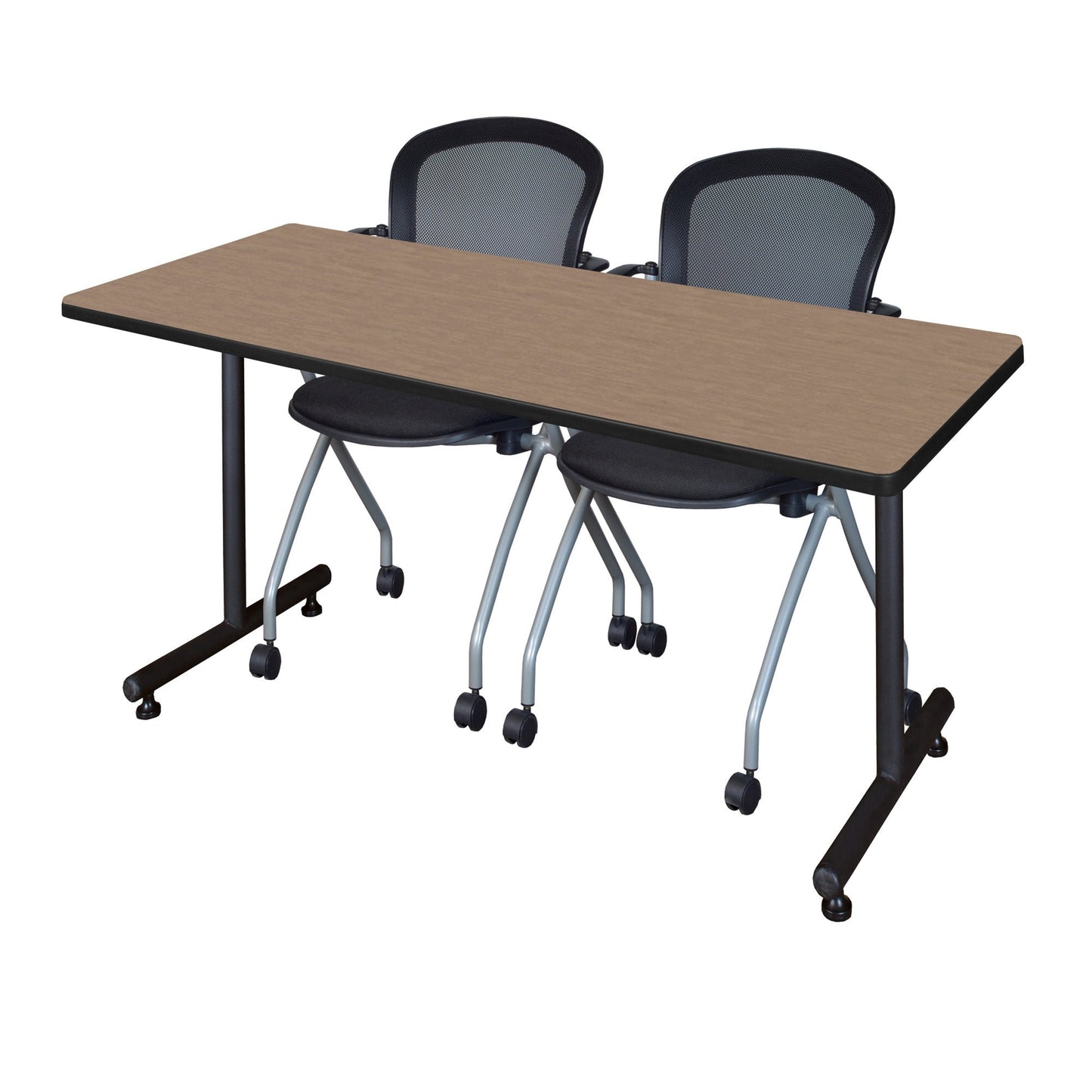 Regency Kobe Professional T - Base Training Seminar Table & 2 Cadence Nesting Chairs 72"W x 30"D x 29"H (REG - MKTRCT7230 - CAD) - SchoolOutlet