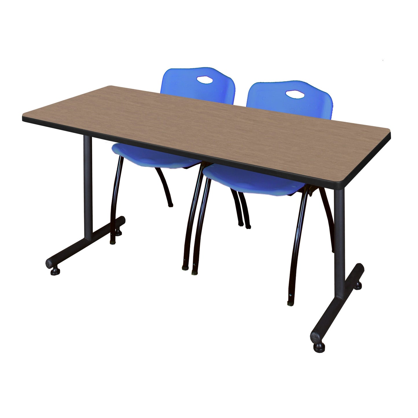 Regency Kobe Professional T - Base Training Seminar Table & 2 M Stack Chairs 72"W x 30"D x 29"H (REG - MKTRCT7230 - 2M) - SchoolOutlet