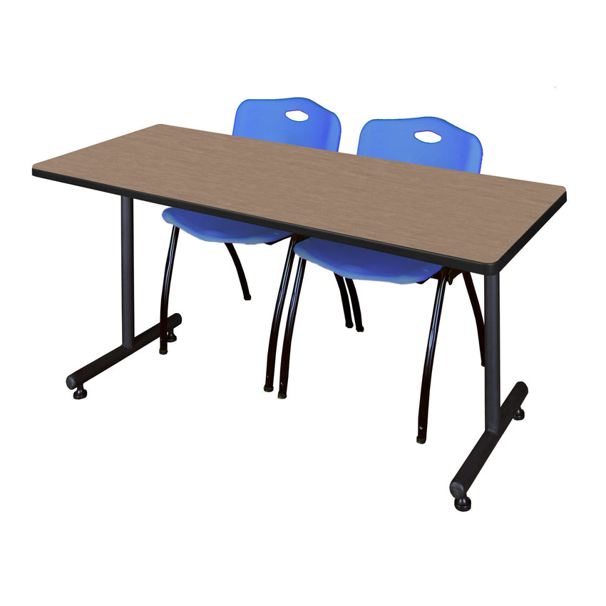 Regency Kobe Professional T - Base Training Seminar Table & 2 M Stack Chairs 72"W x 30"D x 29"H (REG - MKTRCT7230 - 2M) - SchoolOutlet