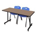Regency Kobe Professional T - Base Training Seminar Table & 2 M Stack Chairs 72