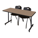 Regency Kobe Professional T - Base Training Seminar Table & 2 M Stack Chairs 72