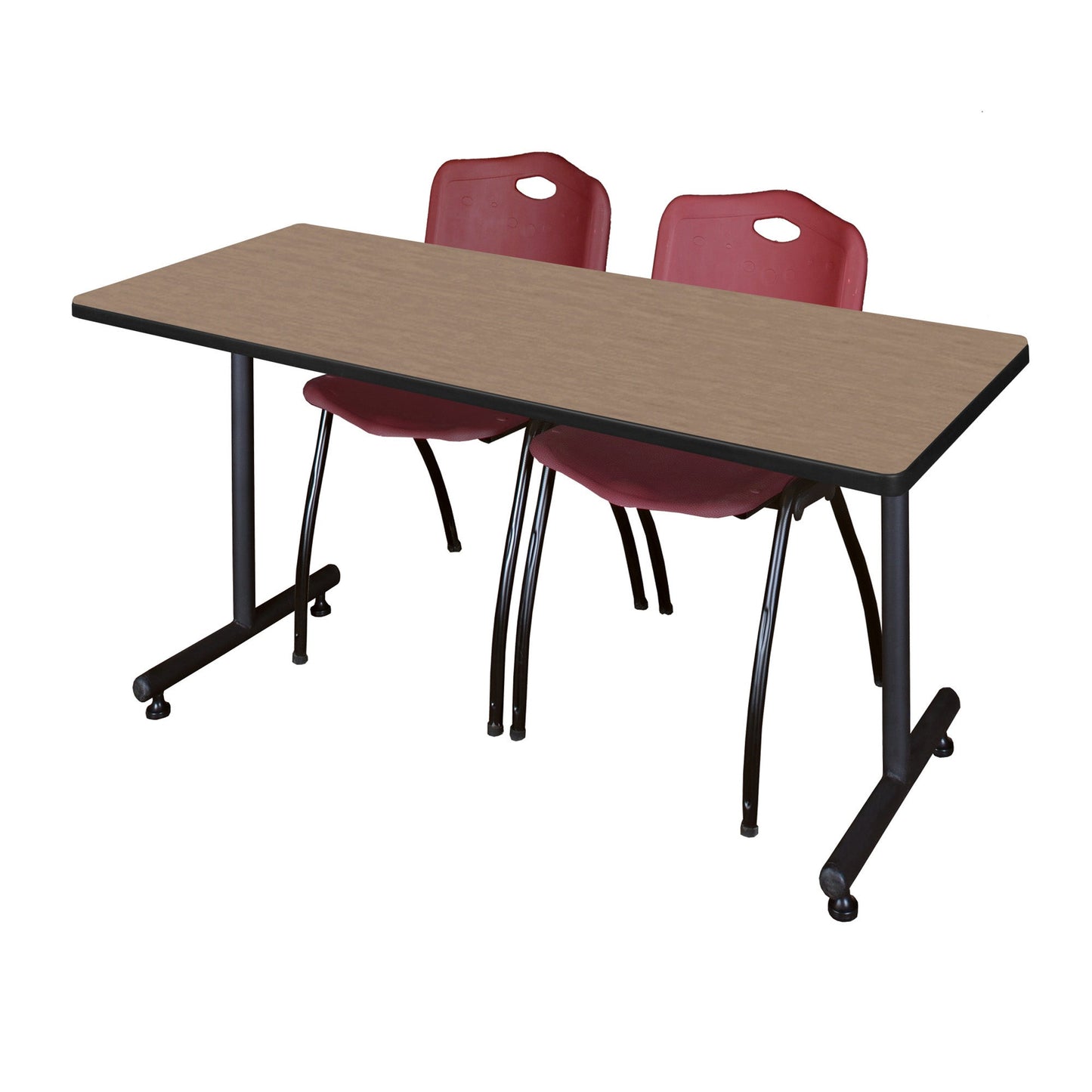 Regency Kobe Professional T - Base Training Seminar Table & 2 M Stack Chairs 72"W x 30"D x 29"H (REG - MKTRCT7230 - 2M) - SchoolOutlet