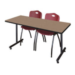 Regency Kobe Professional T - Base Training Seminar Table & 2 M Stack Chairs 72