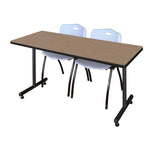 Regency Kobe Professional T - Base Training Seminar Table & 2 M Stack Chairs 72