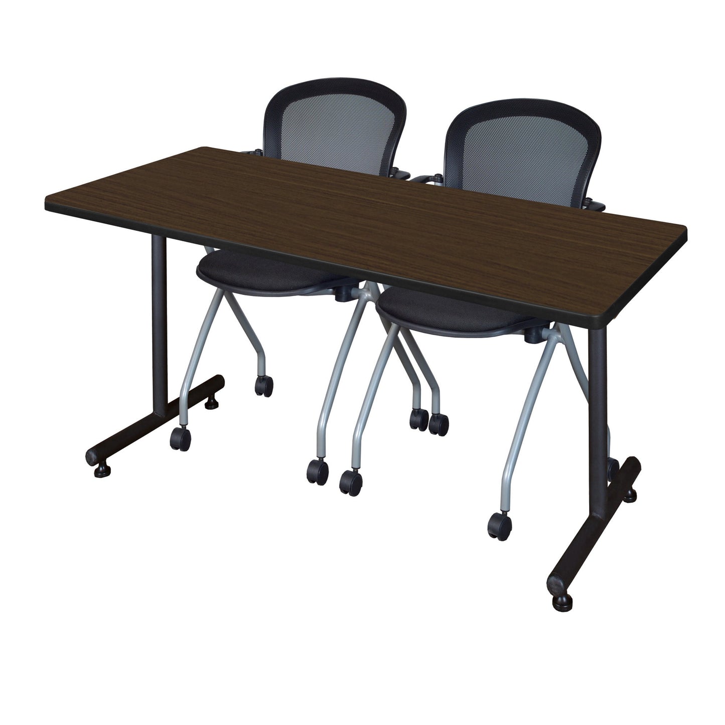 Regency Kobe Professional T - Base Training Seminar Table & 2 Cadence Nesting Chairs 72"W x 30"D x 29"H (REG - MKTRCT7230 - CAD) - SchoolOutlet