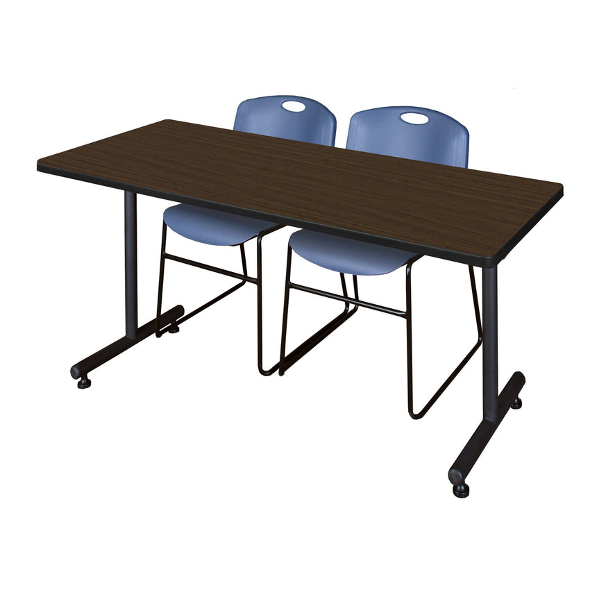 Regency Kobe Professional T - Base Training Table & 2 Zeng Stack Chairs 72"W x 30"D x 29"H (REG - MKTRCT7230 - ZNG) - SchoolOutlet