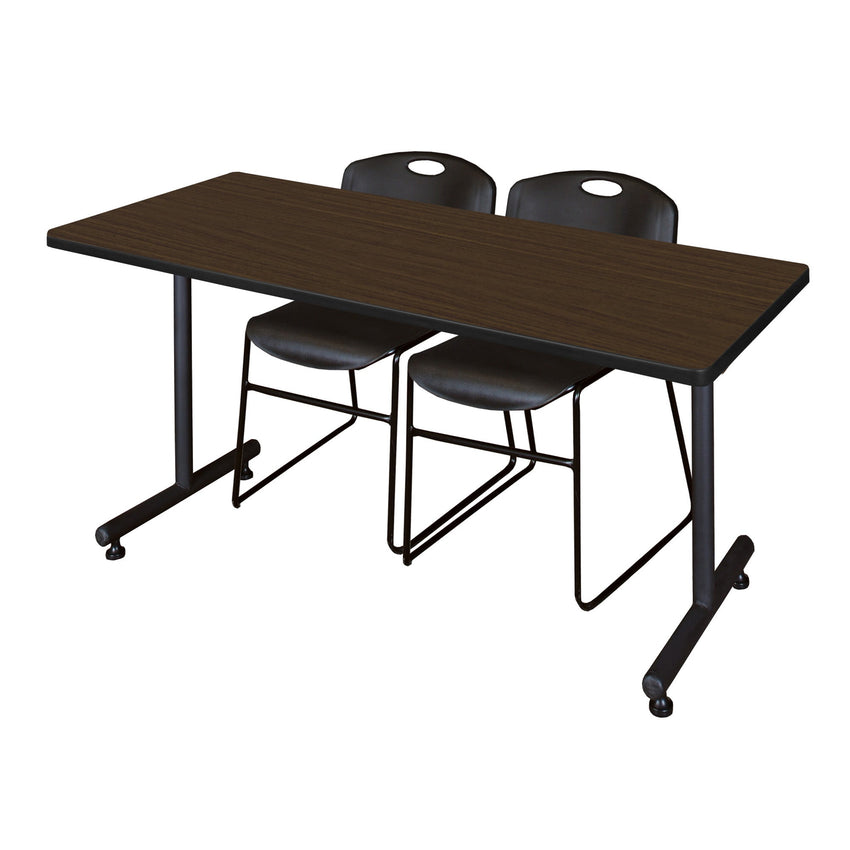 Regency Kobe Professional T - Base Training Table & 2 Zeng Stack Chairs 72"W x 30"D x 29"H (REG - MKTRCT7230 - ZNG) - SchoolOutlet