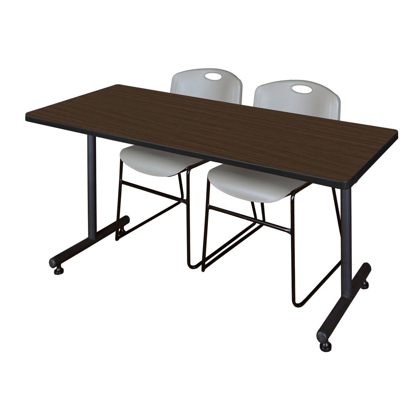Regency Kobe Professional T - Base Training Table & 2 Zeng Stack Chairs 72"W x 30"D x 29"H (REG - MKTRCT7230 - ZNG) - SchoolOutlet