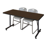 Regency Kobe Professional T - Base Training Table & 2 Zeng Stack Chairs 72