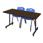 Regency Kobe Professional T - Base Training Seminar Table & 2 M Stack Chairs 72