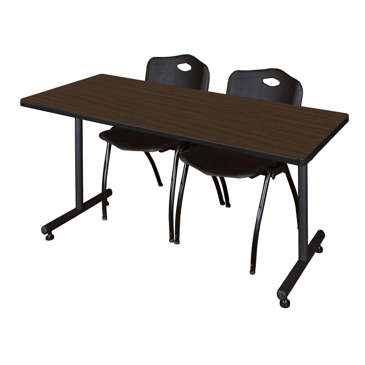 Regency Kobe Professional T - Base Training Seminar Table & 2 M Stack Chairs 72"W x 30"D x 29"H (REG - MKTRCT7230 - 2M) - SchoolOutlet