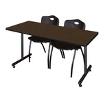 Regency Kobe Professional T - Base Training Seminar Table & 2 M Stack Chairs 72
