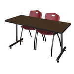 Regency Kobe Professional T - Base Training Seminar Table & 2 M Stack Chairs 72