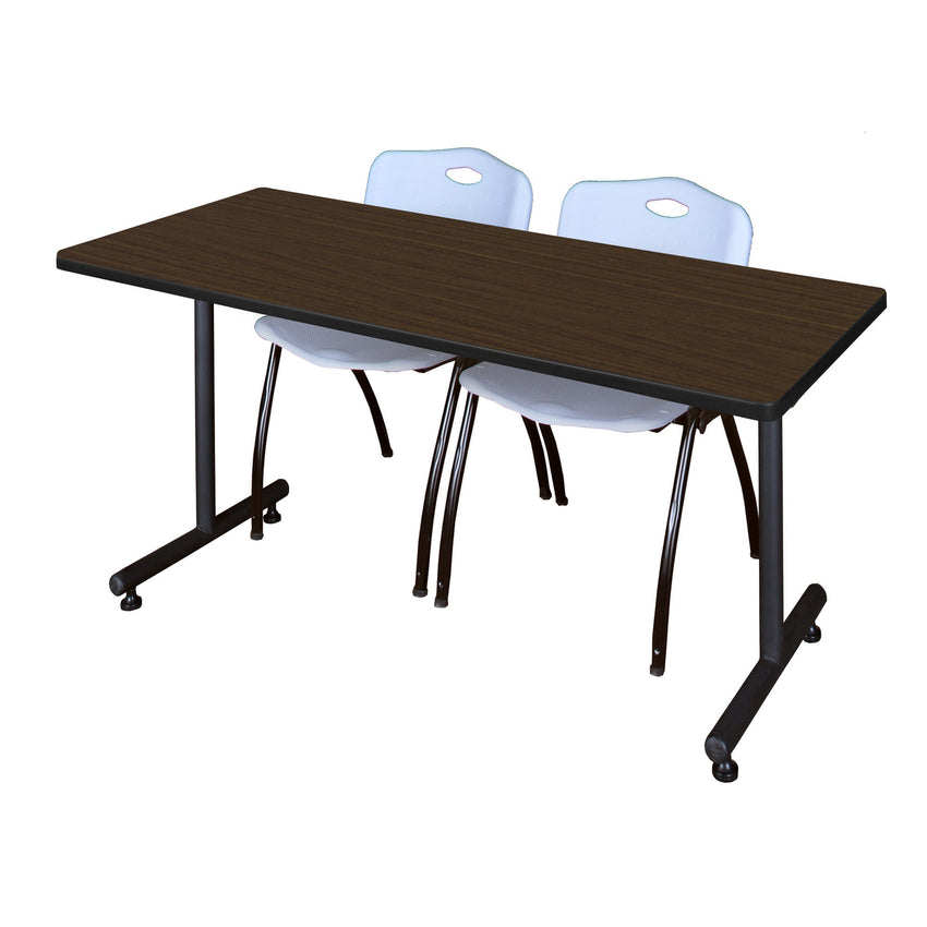 Regency Kobe Professional T - Base Training Seminar Table & 2 M Stack Chairs 72"W x 30"D x 29"H (REG - MKTRCT7230 - 2M) - SchoolOutlet