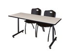 Regency Kobe Professional T - Base Training Seminar Table & 2 M Stack Chairs 72