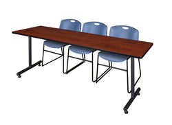 Regency Kobe Professional T-Base Training Table & 3 Zeng Stack Chairs 84"W x 24"D x 29"H (REG-MKTRCT8424-ZNG)