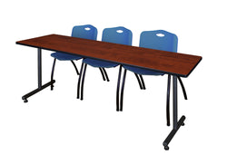 Regency Kobe Professional T-Base Training Seminar Table & 3 M Stack Chairs 84"W x 24"D x 29"H (REG-MKTRCT8424-3M)