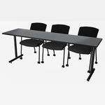 Regency Kobe Professional T - Base Training Seminar Table & 3 Knight Mesh Chairs 84
