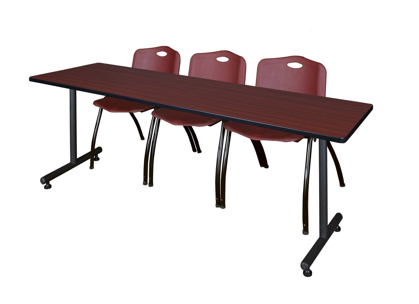 Regency Kobe Professional T - Base Training Seminar Table & 3 M Stack Chairs 84"W x 24"D x 29"H (REG - MKTRCT8424 - 3M) - SchoolOutlet
