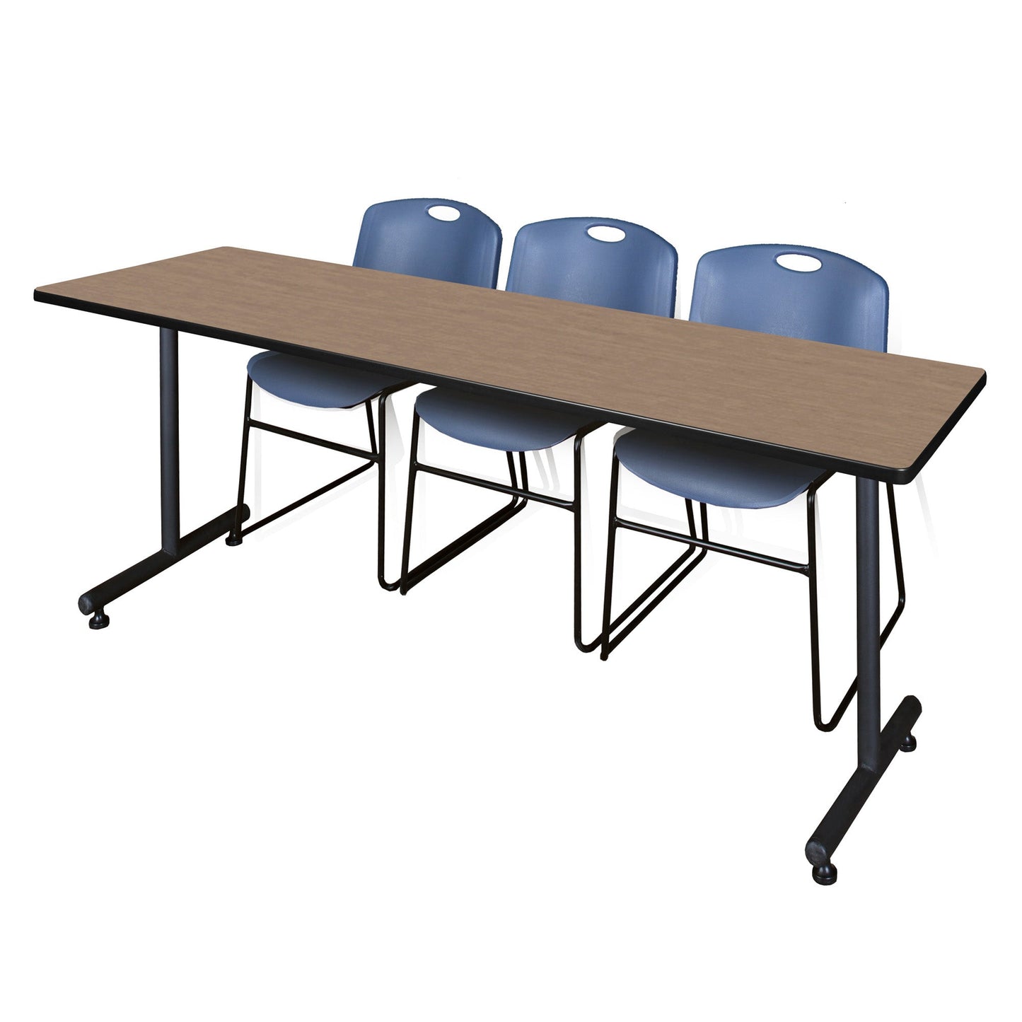 Regency Kobe Professional T - Base Training Table & 3 Zeng Stack Chairs 84"W x 24"D x 29"H (REG - MKTRCT8424 - ZNG) - SchoolOutlet