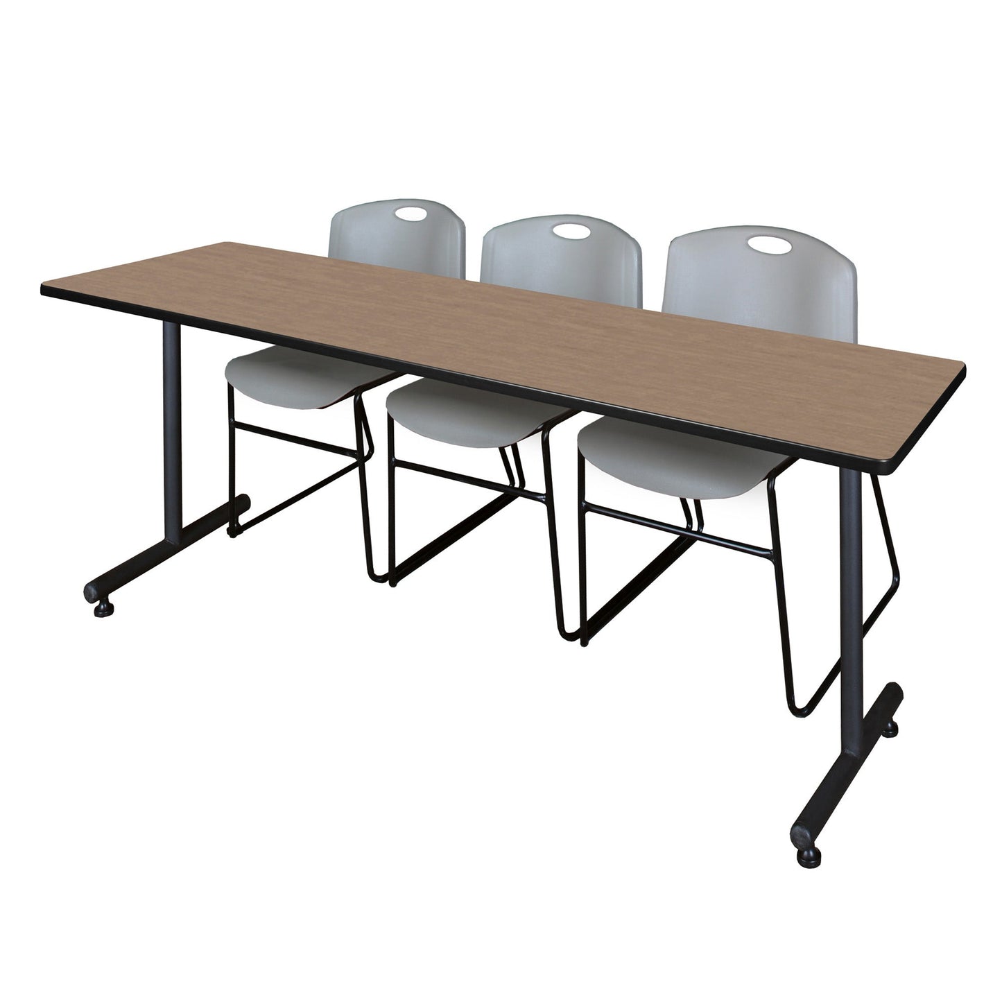 Regency Kobe Professional T - Base Training Table & 3 Zeng Stack Chairs 84"W x 24"D x 29"H (REG - MKTRCT8424 - ZNG) - SchoolOutlet