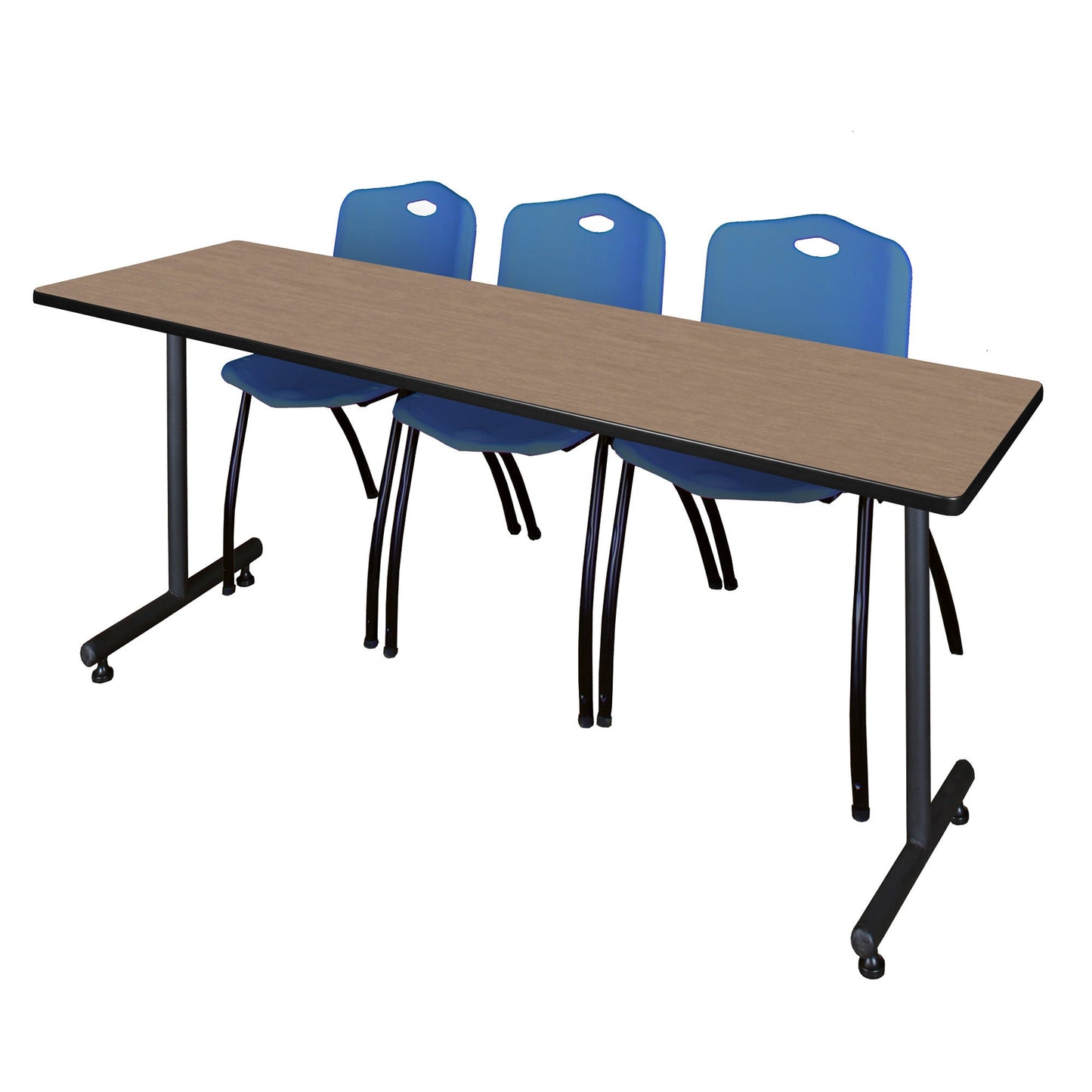 Regency Kobe Professional T - Base Training Seminar Table & 3 M Stack Chairs 84"W x 24"D x 29"H (REG - MKTRCT8424 - 3M) - SchoolOutlet