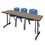 Regency Kobe Professional T - Base Training Seminar Table & 3 M Stack Chairs 84