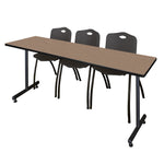 Regency Kobe Professional T - Base Training Seminar Table & 3 M Stack Chairs 84