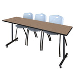 Regency Kobe Professional T - Base Training Seminar Table & 3 M Stack Chairs 84