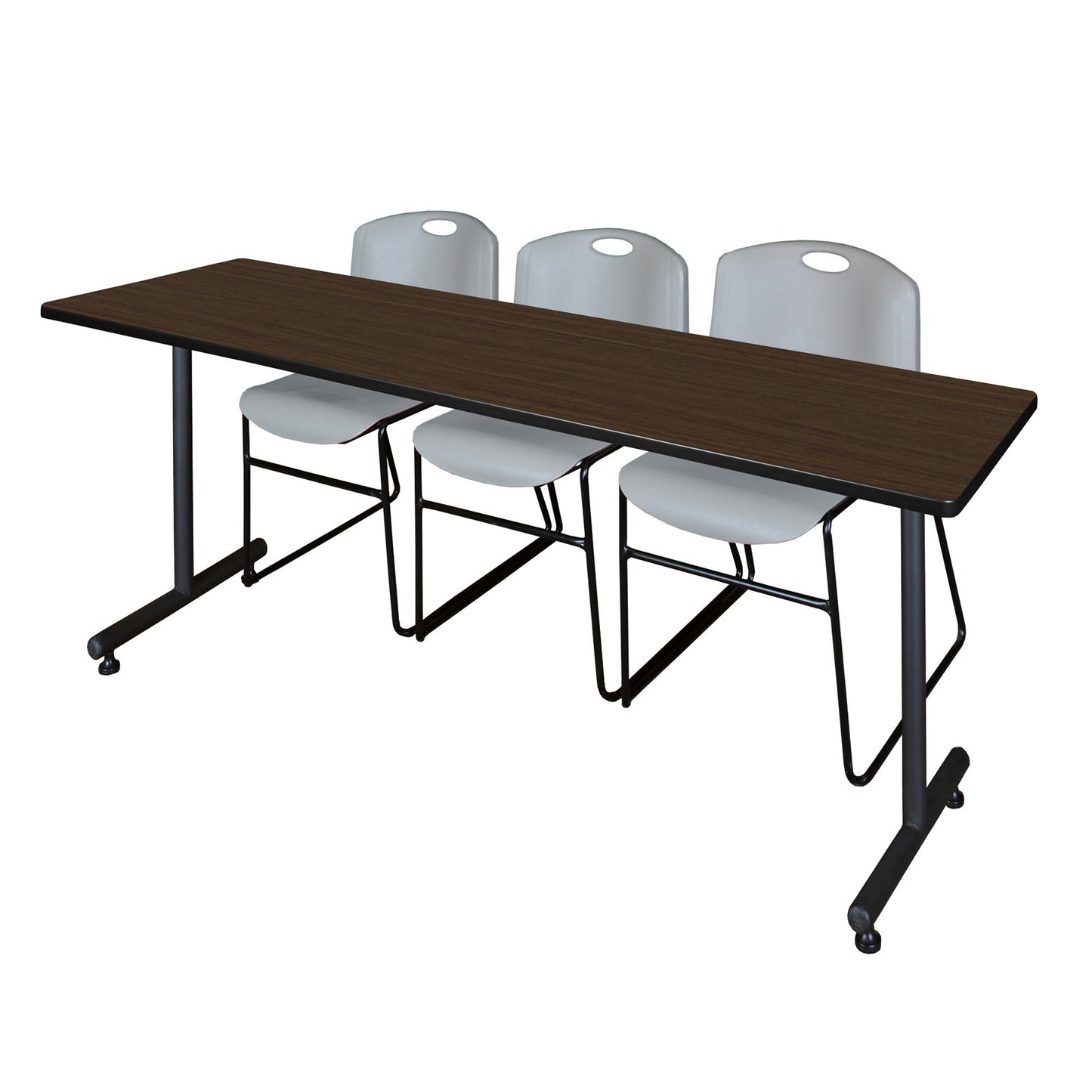Regency Kobe Professional T - Base Training Table & 3 Zeng Stack Chairs 84"W x 24"D x 29"H (REG - MKTRCT8424 - ZNG) - SchoolOutlet