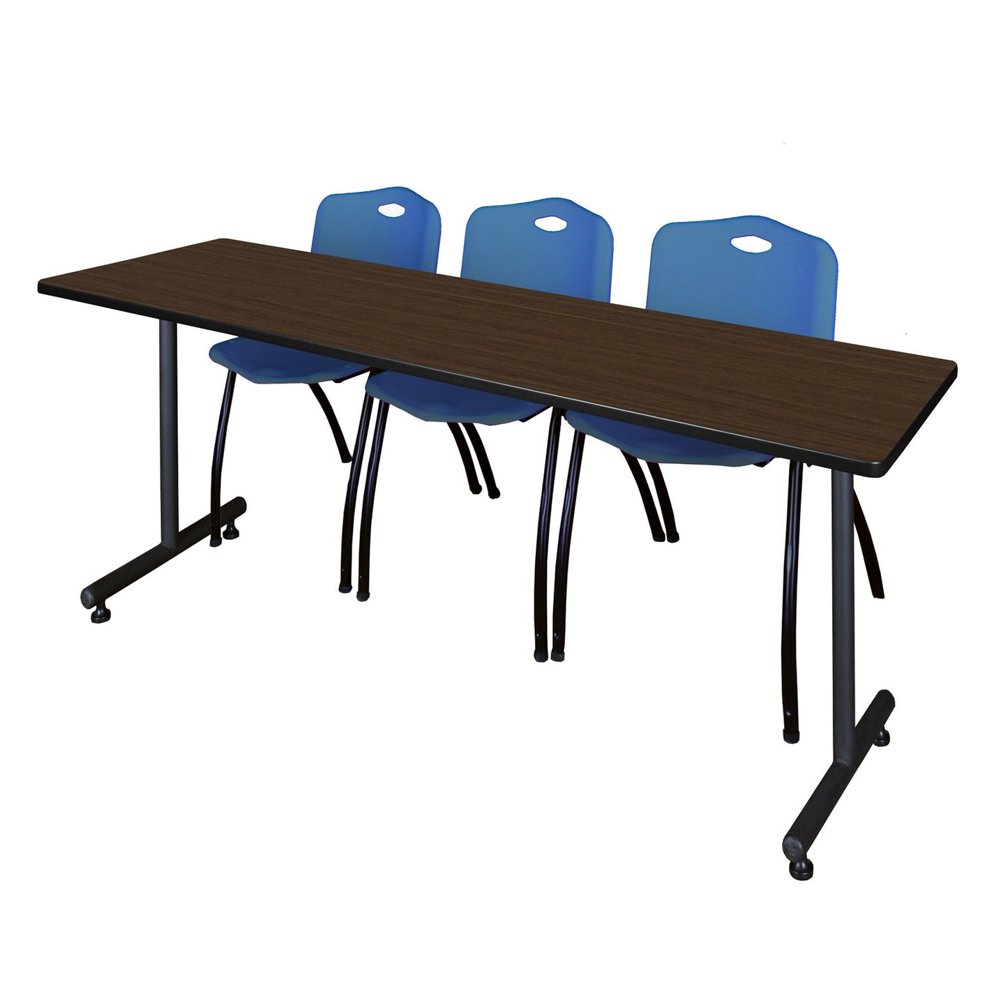 Regency Kobe Professional T - Base Training Seminar Table & 3 M Stack Chairs 84"W x 24"D x 29"H (REG - MKTRCT8424 - 3M) - SchoolOutlet