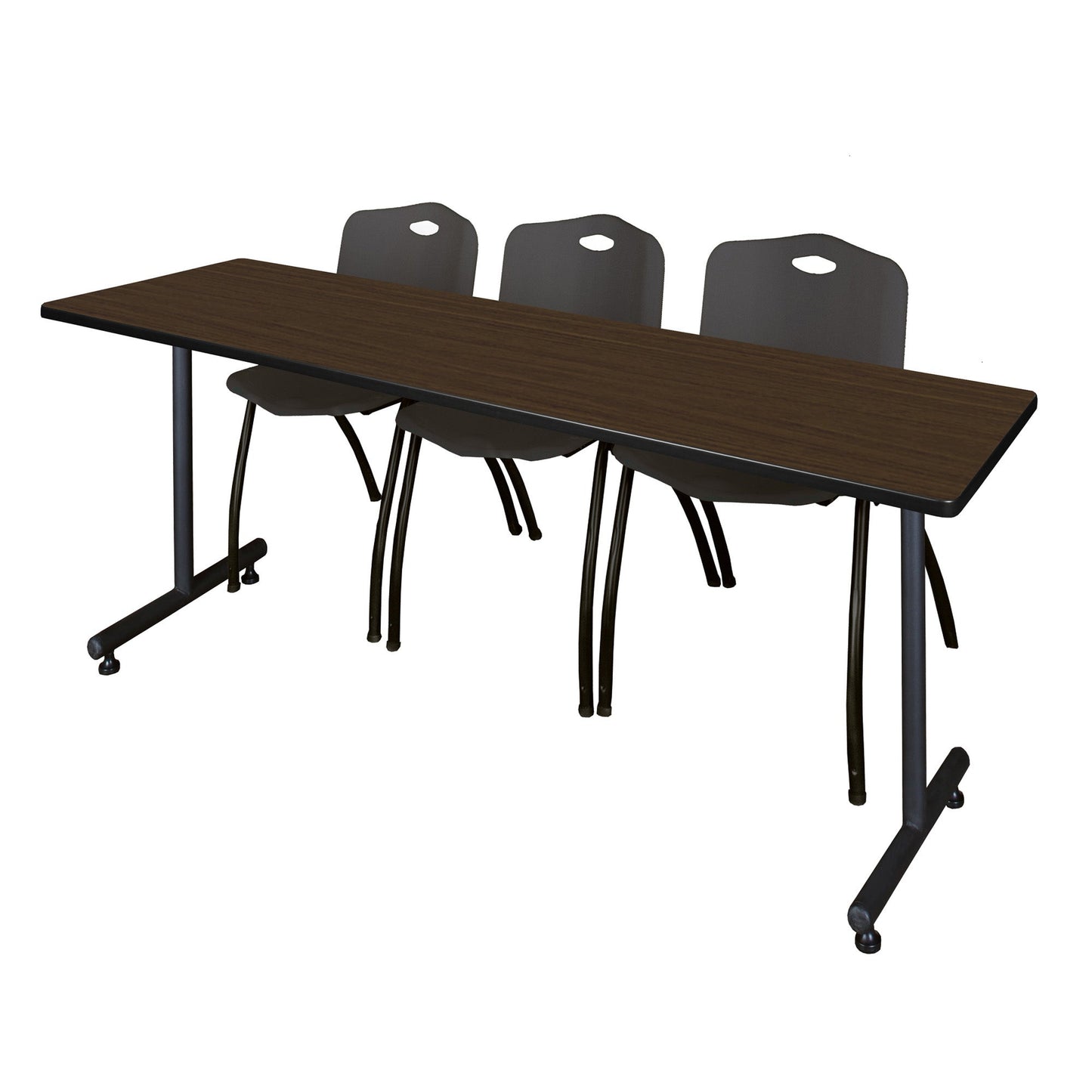 Regency Kobe Professional T - Base Training Seminar Table & 3 M Stack Chairs 84"W x 24"D x 29"H (REG - MKTRCT8424 - 3M) - SchoolOutlet
