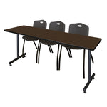 Regency Kobe Professional T - Base Training Seminar Table & 3 M Stack Chairs 84