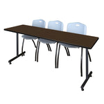 Regency Kobe Professional T - Base Training Seminar Table & 3 M Stack Chairs 84